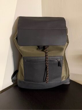 Call It Spring Olive Green and Black Backpack with Contrasting Drawcord